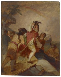 Robinson Crusoe und sein Mann Freitag verlassen die Insel von Thomas Sully