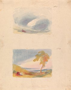 Zwei Zeichnungen auf einem Blatt: Himmelsstudie - Turners Prinzip (Nr. 11); Landschaft mit Hügeln und Baum (Nr. 12)