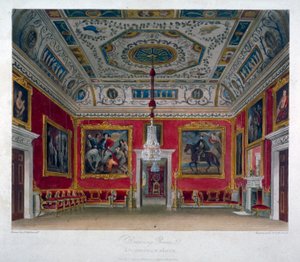 Innenansicht des Salons im Buckingham House, Westminster, London, 1817