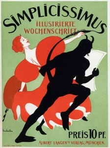 Kunst. Literatur. Die Zeitschrift Simplicissimus. Plakat von Thomas Theodor Heine, Deutschland, ca. 1890