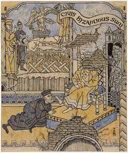 Das wiederaufgefundene Wandgemälde im Justizpalast zu Byzanz; Simplicissimus V/34 von Thomas Theodor Heine