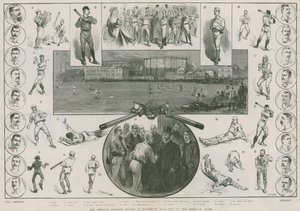 Die amerikanischen Baseballspieler am Kennington Oval - Besuch des Prinzen von Wales (Gravur) von Thomas Walter Wilson