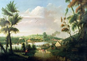 Eine direkte nördliche Gesamtansicht von Sydney Cove, 1794 von Thomas Watling