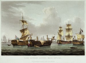 Die Seeschlacht unter der Führung von Lord William Hotham, am 14. März von Thomas Whitcombe