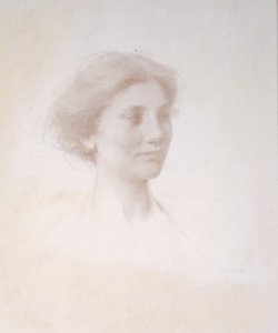 Kopf eines Mädchens, ca. 1909 von Thomas Wilmer Dewing