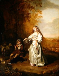 Ein Mädchen und ein Junge in arkadischer Kleidung von Thomas de Keyser