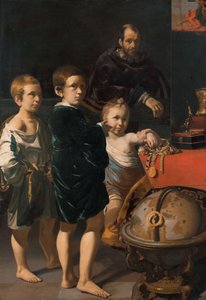 Porträt von drei Kindern und einem Mann