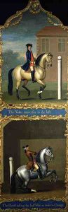 Die Volte Renversee nach links (oben) und Die Halbe-Volte zum Wechseln (unten), ca. 1750 von Thomas of Pall Mall (attr. to) Butler