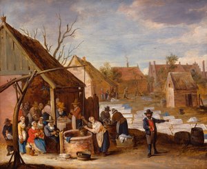 Bauern bei der Arbeit auf einem Bleichplatz von Thomas van Apshoven