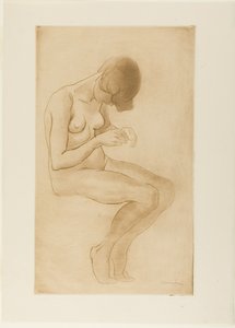 Frau, die ihre Nägel macht von Théophile Alexandre Pierre Steinlen
