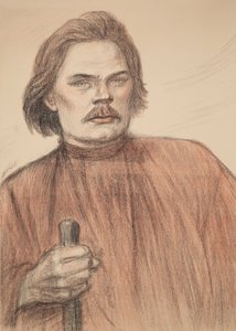 Porträt des Autors Maxim Gorki, 1868-1939, 1905 von Théophile Alexandre Steinlen