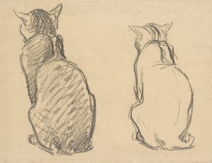 Zwei Studien einer Katze, frühes 20. Jahrhundert