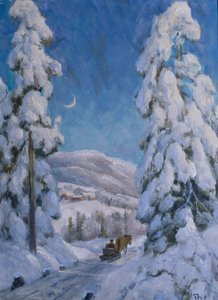 Pferd und Schlitten in Winterlandschaft von Thorolf Holmboe