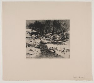 Winterlicher Wasserlauf bei einem Wald von Thorvald Niss