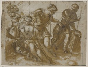 Minerva, Mars und Venus nach Jacopo Tintorettos Gemälde im Sala dell’Anticollegio, Dogenpalast, Venedig von Tiberto Tinelli