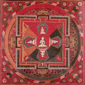 Thangka eines Vajrasattva-Mandalas von Tibetan School