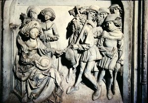 Grab von Heinrich II. (973-1024) und seiner Frau Kunigunde, Detail von Kunigunde, die unehrliche Diener entlässt