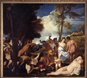 Ankunft des Bacchus auf der Insel Andros (Bacchanal der Andrier) von Tiziano Vecelli
