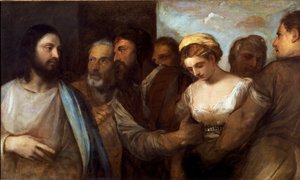 Christus und die Ehebrecherin von Tiziano Vecelli