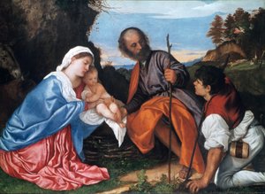 Die Heilige Familie mit einem Hirten, ca. 1510 von Tiziano Vecelli