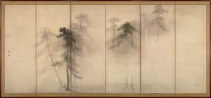 Kiefern Links von einem Paar sechsteilige Wandschirme von Hasegawa Tohaku