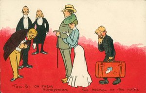 Auf ihrer Hochzeitsreise, die Ankunft im Hotel