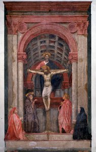 Die Dreifaltigkeit: Gott, Jesus Christus am Kreuz, umgeben von Johannes und der Jungfrau mit zwei Stiftern