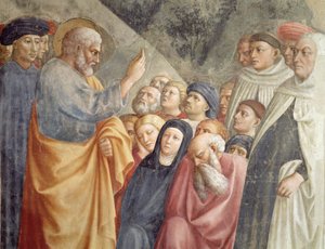 St. Peter predigt in Jerusalem (Detail), ca. 1427 Fresko