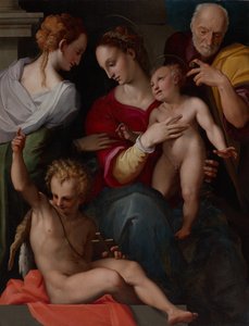 Heilige Familie mit der mystischen Hochzeit der Heiligen Katharina von Tommaso d’Antonio Manzuoli, called Maso da San Friano