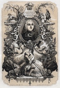 Frontispiz von „Histoire de Manon Lescaut et du Chevalier Des Grieux“ von Abbe Prevost (Antoine Francois Prevost) (1697-1763) - Ausgabe von 1839, illustriert von Tony Johannot (1803-1852)