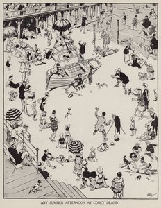 Ein Sommernachmittag auf Coney Island (Lithografie) von Tony Sarg
