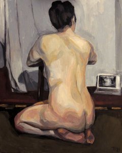 Nackte Frau mit Laptop von Tore Bahnson