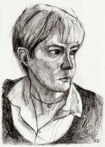 Nachdenkliche Frau Skizze von Tore Bahnson