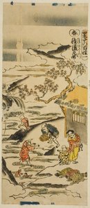 Frühling: Einweichen von Reiskörnern, Nr. 1 aus der Serie "Die vier Jahreszeiten der Bauern" von Torii Kiyomasu II