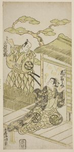 Die Schauspieler Ichimura Kamezo I als Yosaku und Arashi Tominosuke I als Koman von Torii Kiyomasu II