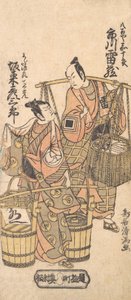 Kabuki-Schauspieler Ichikawa Raizo I und Bando Hikosaburo II, 1767 von Torii Kiyomitsu