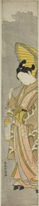Junger Mann mit Regenschirm und Laterne von Torii Kiyomitsu I