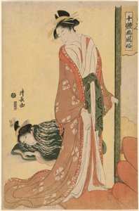Kurtisane geht zu Bett, aus der Serie "Zehn Arten von Schönheiten in Bildern (Jittai e-fuzoku)"