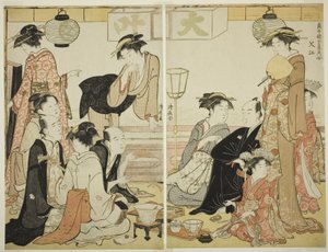 Unterhalter von Nakazu, aus der Serie Eine Sammlung zeitgenössischer Schönheiten der Vergnügungsviertel