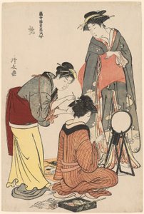 Unterhalter der Tachibana, aus der Serie "Eine Sammlung zeitgenössischer Schönheiten der Vergnügungsviertel (Tosei yuri bijin awase)", ca. 1782