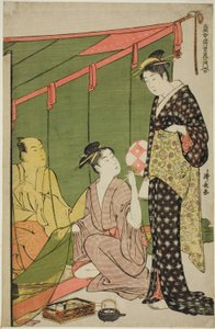 Moskitonetz, aus der Serie "Eine Sammlung zeitgenössischer Schönheiten der Vergnügungsviertel (Tosei yuri bijin awase)" von Torii Kiyonaga