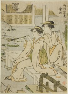 Nakasu, aus der Serie "Zehn Szenen des Genusses der Kühle in den drei Städten" von Torii Kiyonaga