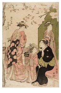 Nioteru aus dem Ogiya-Bordell aus der Serie Kurtisanen betrachten Kirschblüten von Torii Kiyonaga