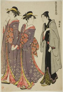 Spaziergang, aus der Serie "Eine Sammlung zeitgenössischer Schönheiten der Vergnügungsviertel (Tosei yuri bijin awase)" von Torii Kiyonaga