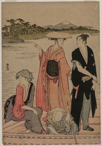 Passagiere in einer Fähre auf dem Sumida-Fluss, 1784 von Torii Kiyonaga