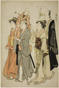 Der Schauspieler Ichikawa Danjuro V und seine Familie, aus einer unbetitelten Serie von vier Drucken, die Schauspieler im Privatleben zeigen von Torii Kiyonaga