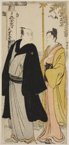 Die Schauspieler Nakamura Nakazo I und Azuma Tozo, aus einer unbetitelten Serie von Drucken, die Schauspieler im Privatleben zeigen