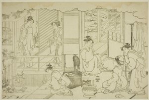 Das erste Bad des neuen Jahres (Yudono hajime), aus dem illustrierten Buch "Farben der dreifachen Morgendämmerung (Saishiki mitsu no asa)"