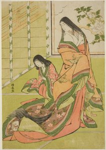 Die dritte Prinzessin und ihr Kätzchen, aus einer unbetitelten Serie von Hofdamen von Torii Kiyonaga