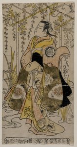 Sanjo Kantaro als junge Frau in einer Glyzinienlaube stehend, ca. frühe oder mittlere 1730er Jahre von Torii Kiyonobu I
